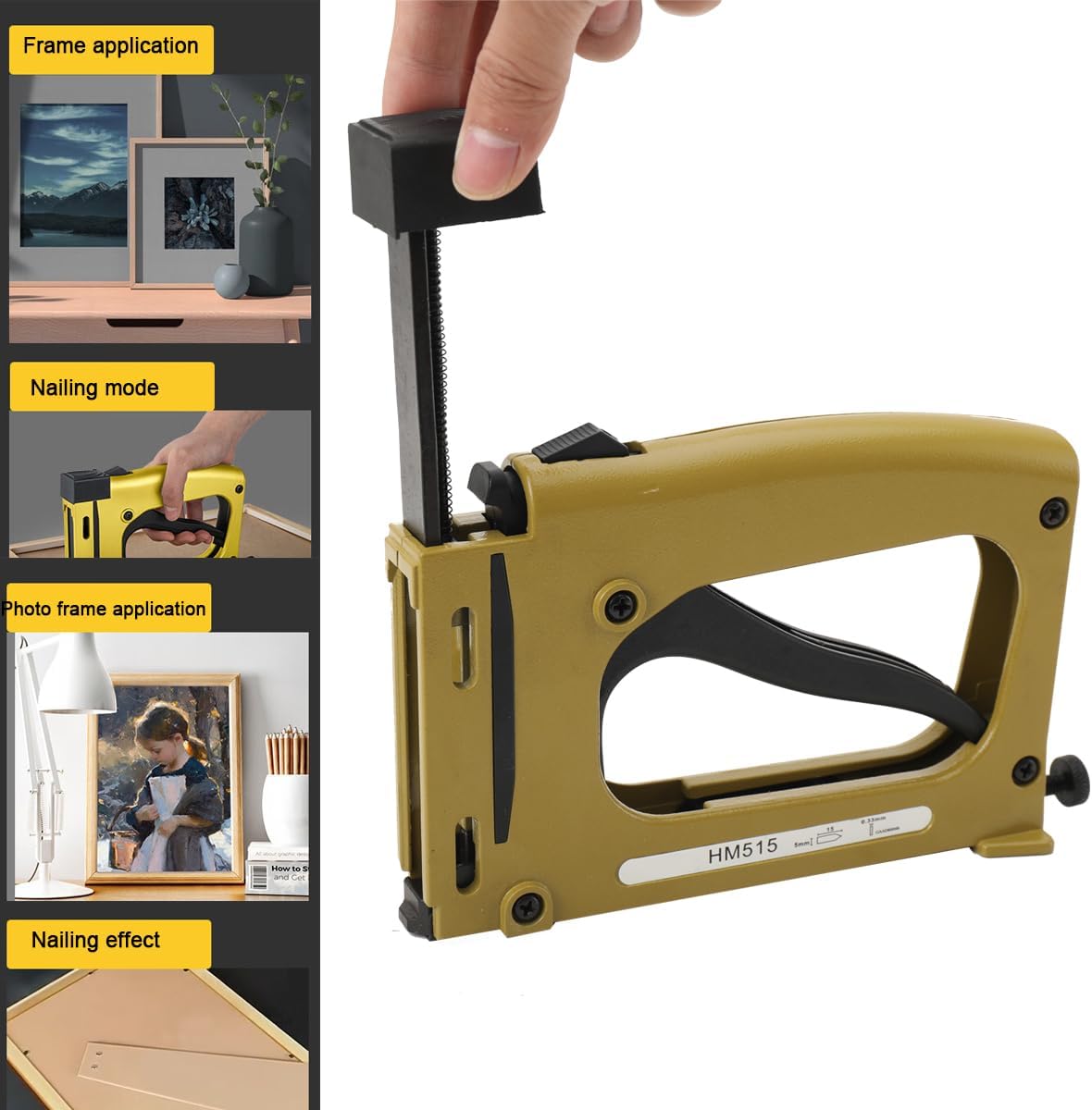 Point Driver Framing Tool, Flexible Point Gun Tacker, Lightweight Metal Picture Framing Tool with 1000 Points for Artist Framing Paintings and Pictures