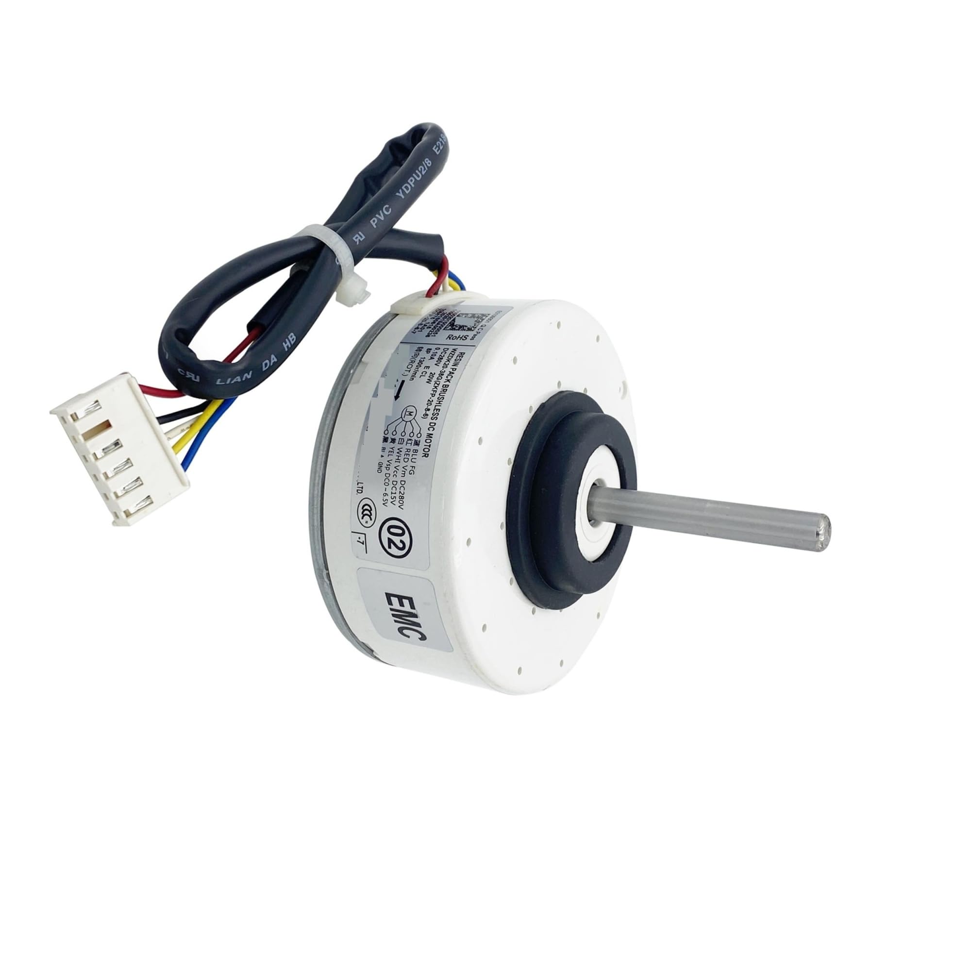 Motor de Ventilador sin escobillas de CC for Aire Acondicionado, Compatible con ZKFP-20-8-6-7 WZDK20-38G, Aire Acondicionado Central, CCW 1300 RPM