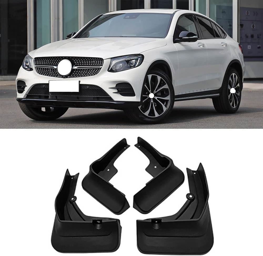 RESKIU 4PCS Mud Flaps for Benz GLC Klasse Coupe C253 2017 2018 2019(With Pedals), Splashproof No Drill Easy Install Front Rear Wheel Protection Fender Mudflaps All-Weather Splash Guards