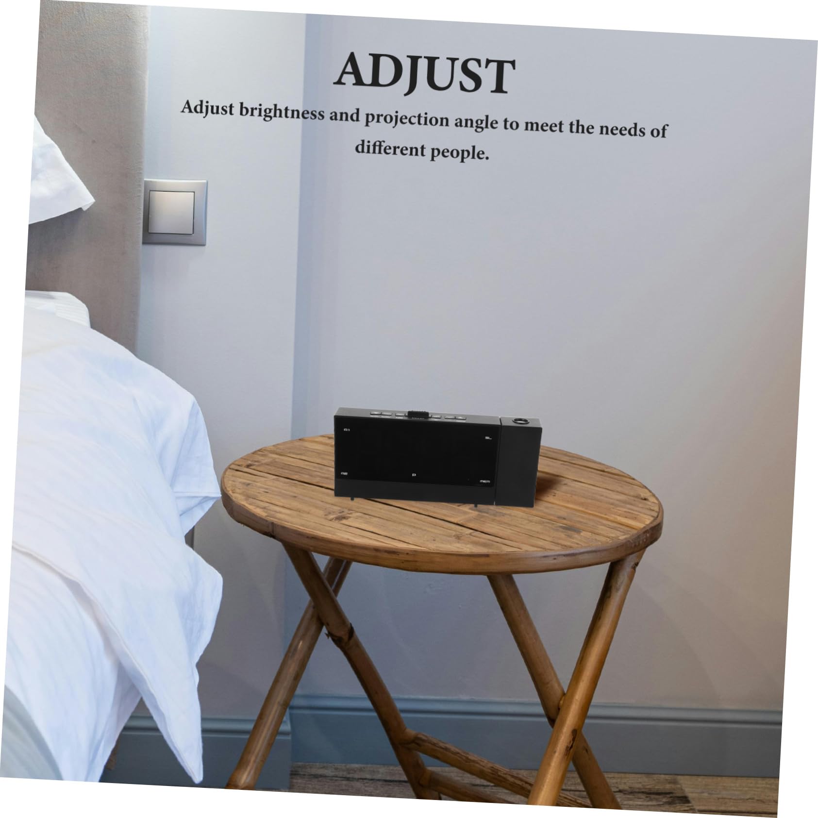 Reloj Despertador Multifunción con Proyección LED Negro, Pantalla Grande y Ángulo Ajustable Diseño Decorativo para Dormitorio