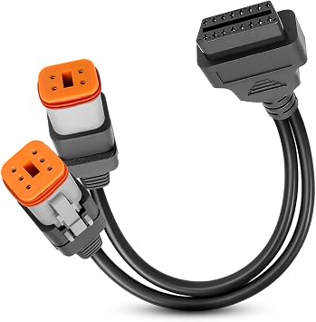 Obd2 Diagnostic Cable Fit for Harley Davidson 4pin+6pin 2 in 1 Motorcycle OBD Scanner Adapter, 2 in 1 Connector Work with Many Motorcycle Diagnostic Tool 16 Pin to 4 Pin 6 Pin, 12" Cable