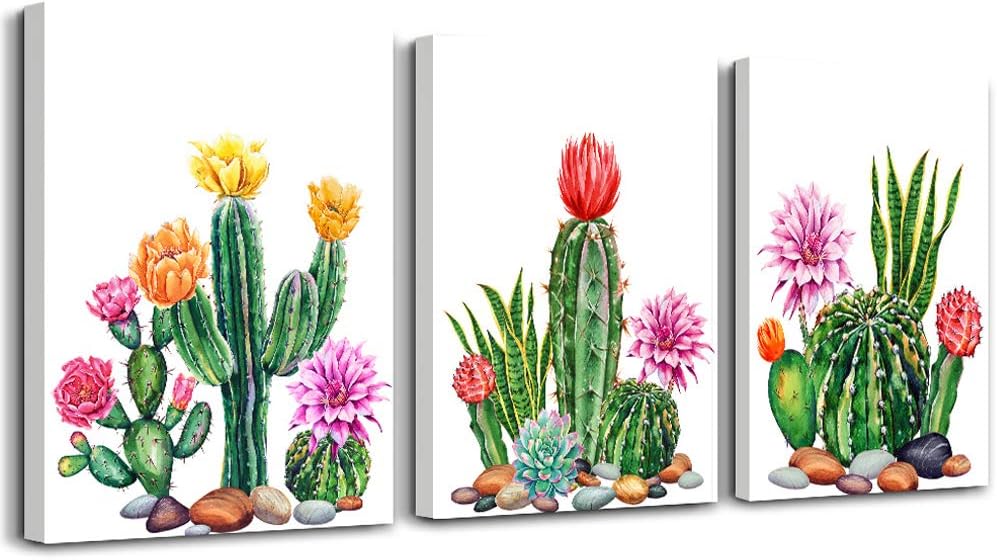 Buy Green Plants Cactus Watercolor Painting Canvas Wall Art For Living Room Canvas Prints Artwork Bathroom Wall Decor 3 Pieces Framed Kitchen Bedroom Wall Decorations Office Home Decoration Picture Online In Indonesia.