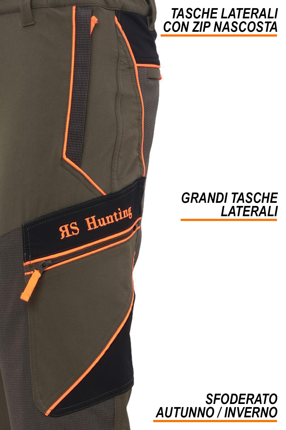 fratelliditalia.org Pantalone in Tessuto Stretch con Profili Alta Visibilit Abbigliamento Caccia Slim Elastico dalla 44 alla 60
