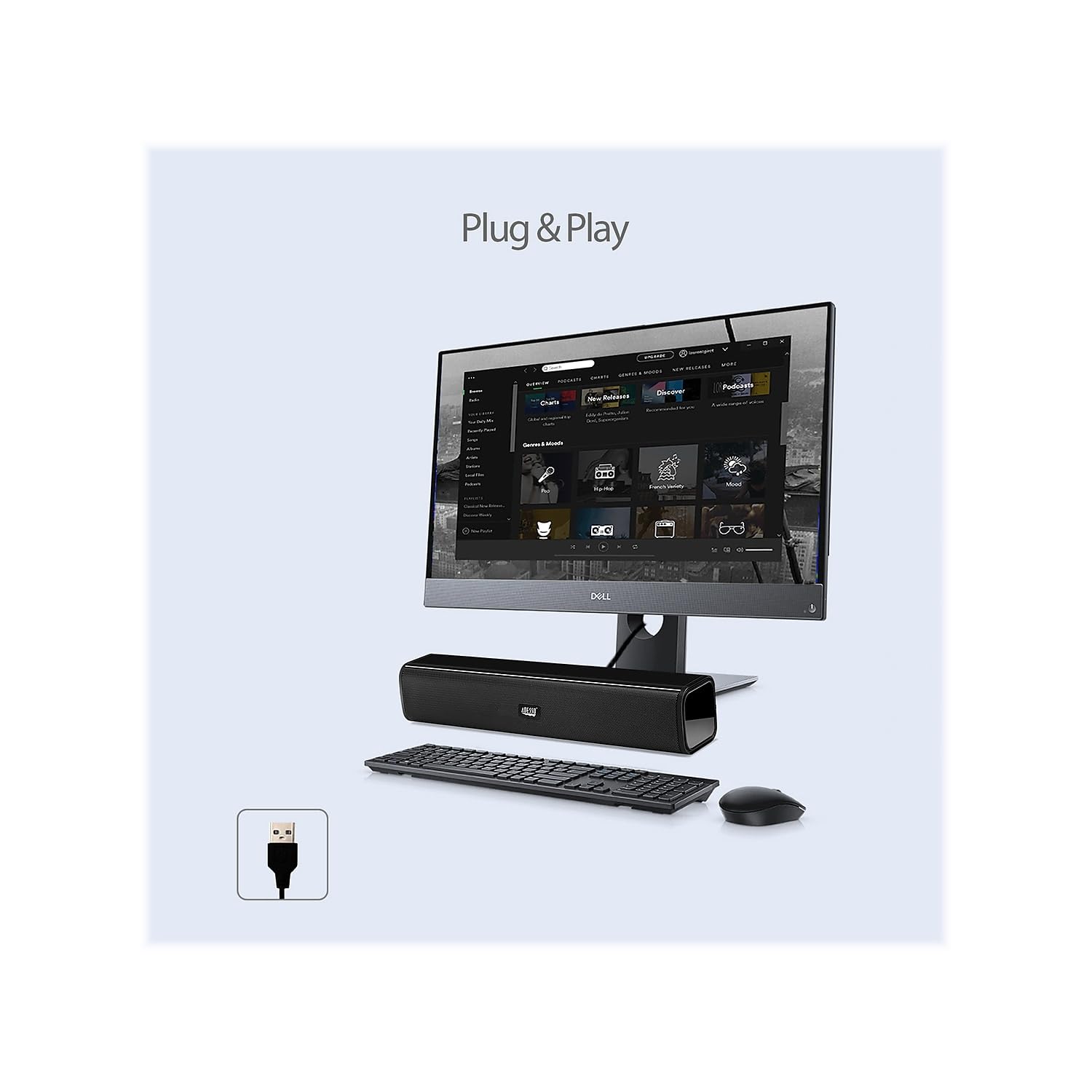 Adesso Xtream S5 USB Sound Bar Speaker per PC Desktop 5W x 2