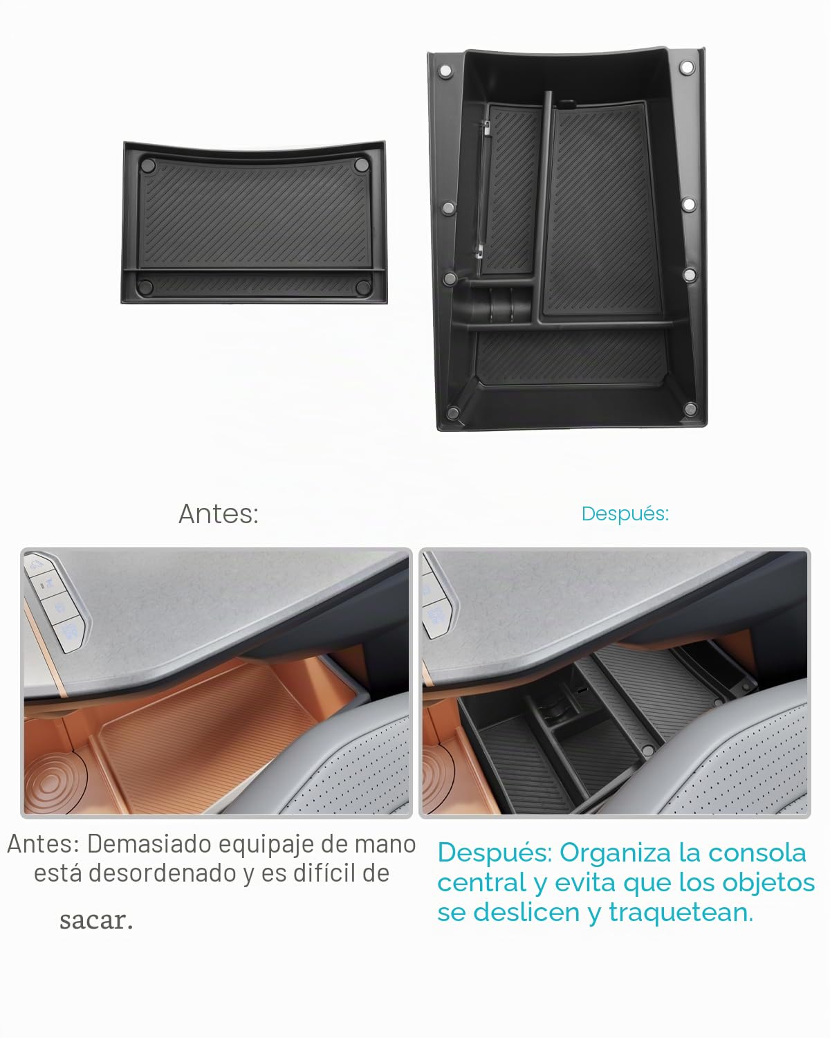 CDEFG Compatible con Kia EV3 2025 2026 consola central, caja de almacenamiento de doble piso debajo del reposabrazos central, organizador de consola central para coche, bandeja EV3 GT Line Accesorios