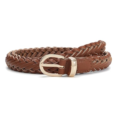 Thin Braided Belts for Women Classic Waist Belt Skinny Woven