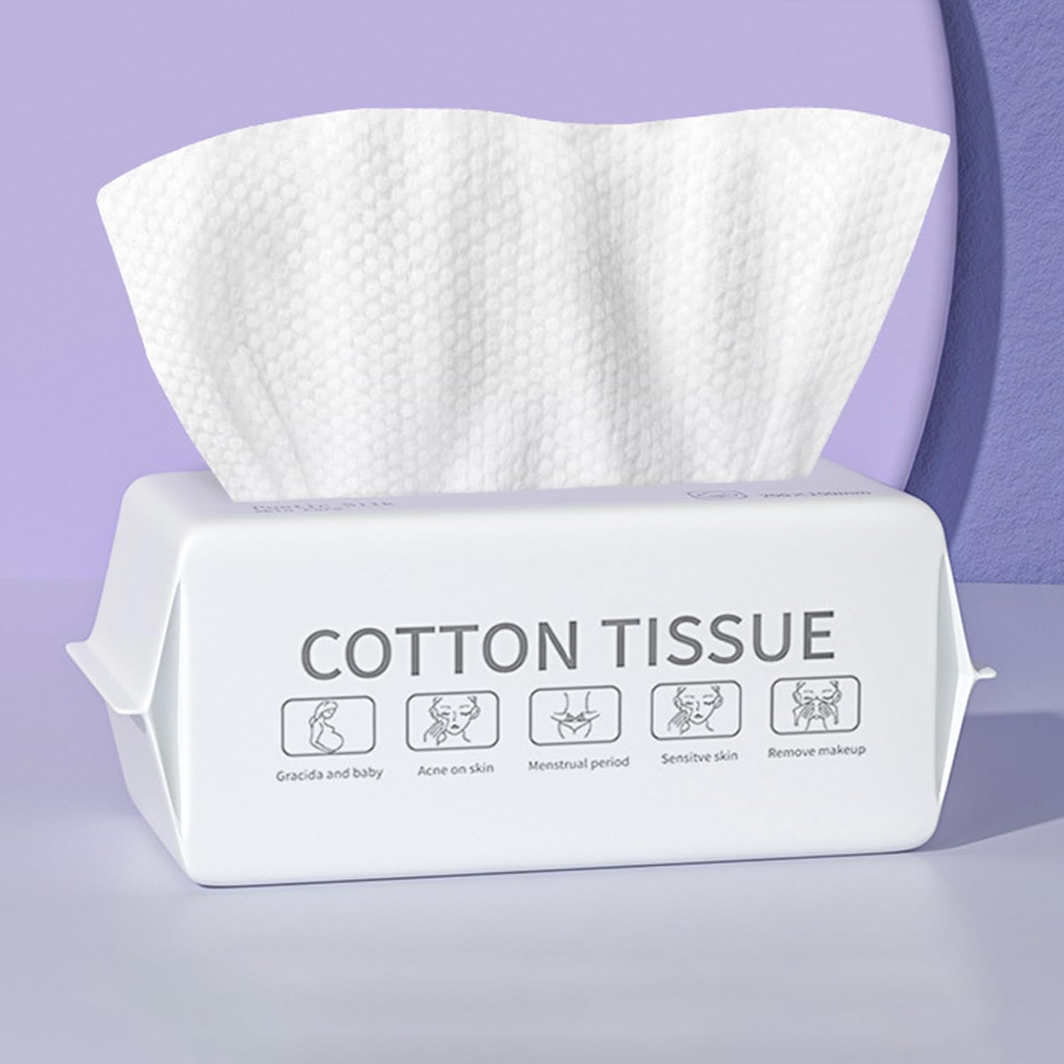 Lingettes Jetables 100% Coton 20x20cm, Serviettes de Visage Biodégradables pour Bébé, Lot de 100