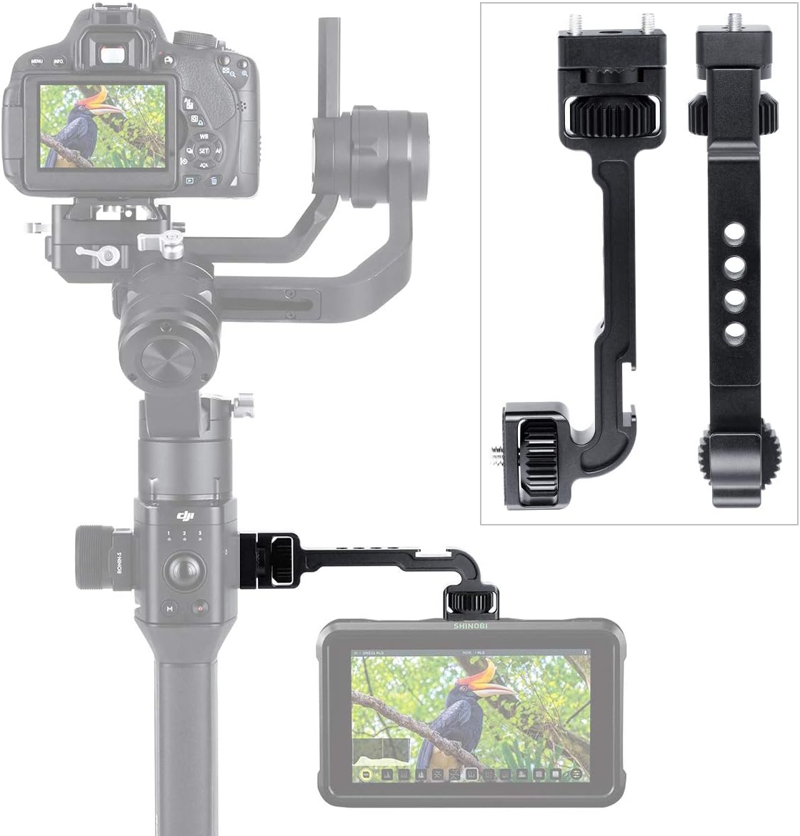 Ronin S/Ronin SC Monitor Mount, DH11 Rotatable Magic Arm with 1/4 Thread Cold Shoe Mount for Mic Light Stand for DJI Ronin S/SC Gimbals Stabilizer