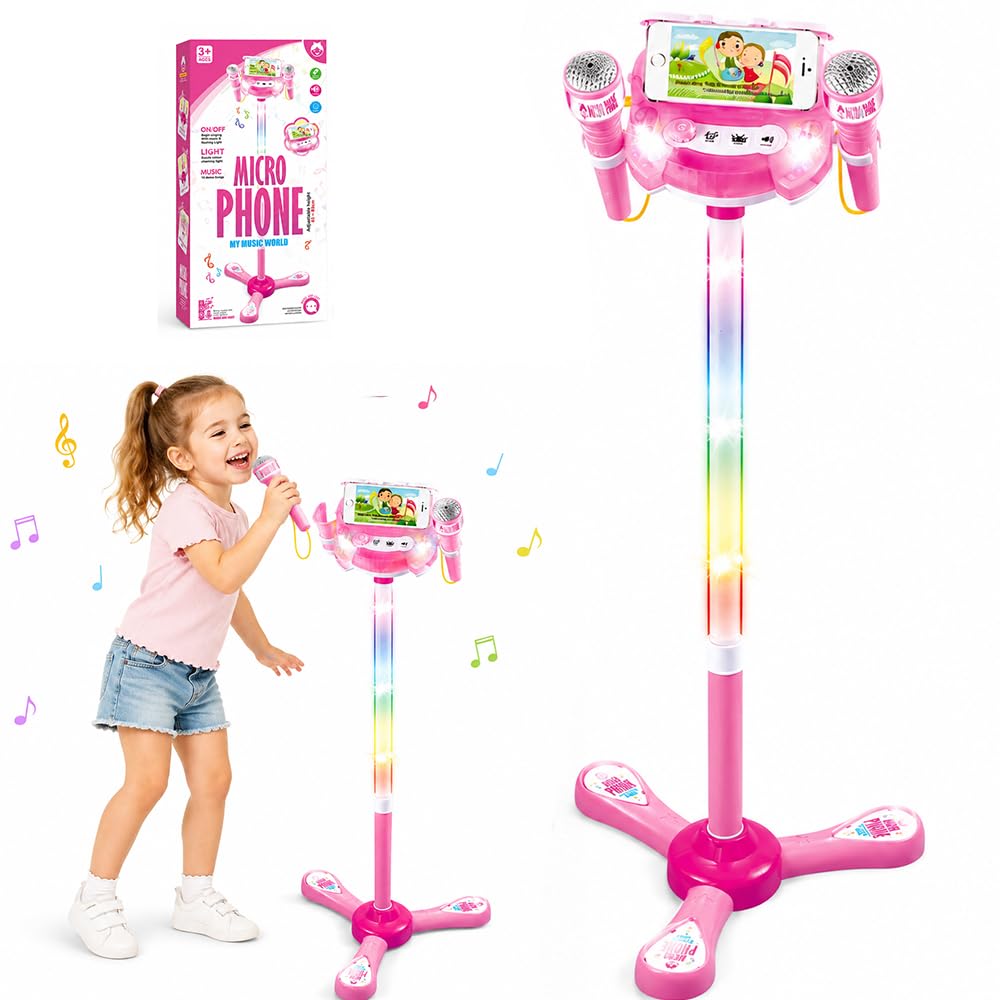 Kids Microphone and Stand, Microphone with Stand for Kids, 2 Microphones