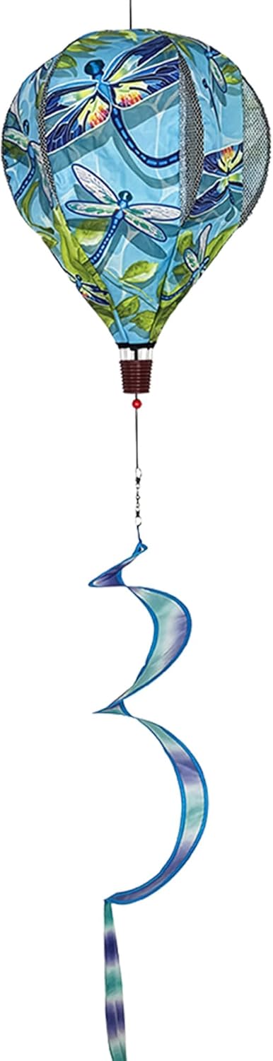 Premier Kites 18” Pop-Open Hot Air Balloon Dragonflies – Durable Oxford Fabric, Reinforced Fiberglass Frame, Easy Click-Lock Assembly, Heavy-Duty Non-Tangle Hub, Outdoor Wind Spinner Decoration