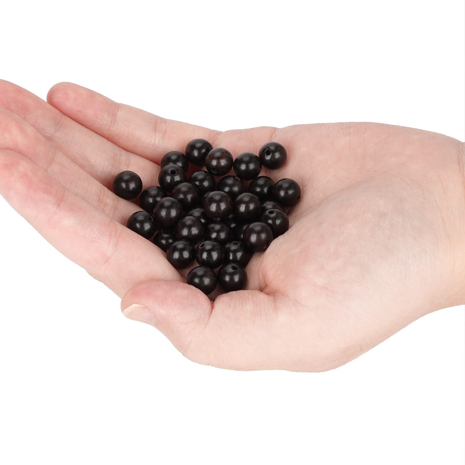 200 cuentas redondas de sándalo natural de 6 mm, hermosas cuentas espaciadoras pulidas hechas a mano para pulseras, joyería, madera de ébano (500 piezas) de 8 mm de diámetro