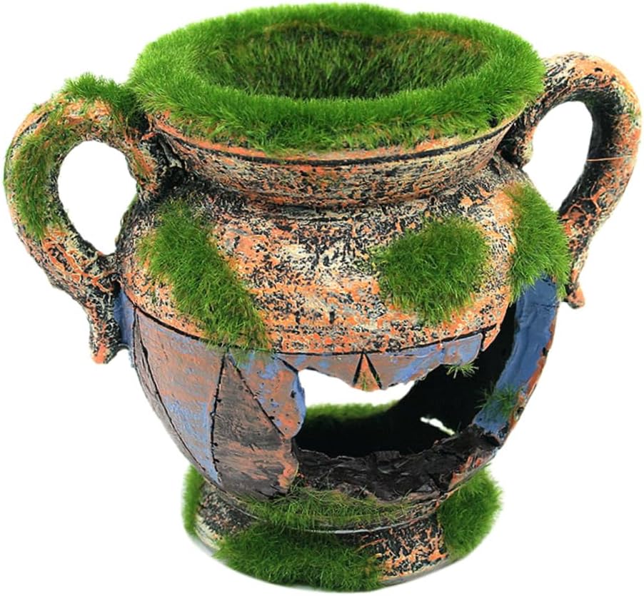 Angoily 1pc Simulation Decoration Fish Tank Decorations Flocking Flower Pots Fish Tank Flower Pots Hiding Place Shelter Flowerpot Moss Decor Vase Aquarium