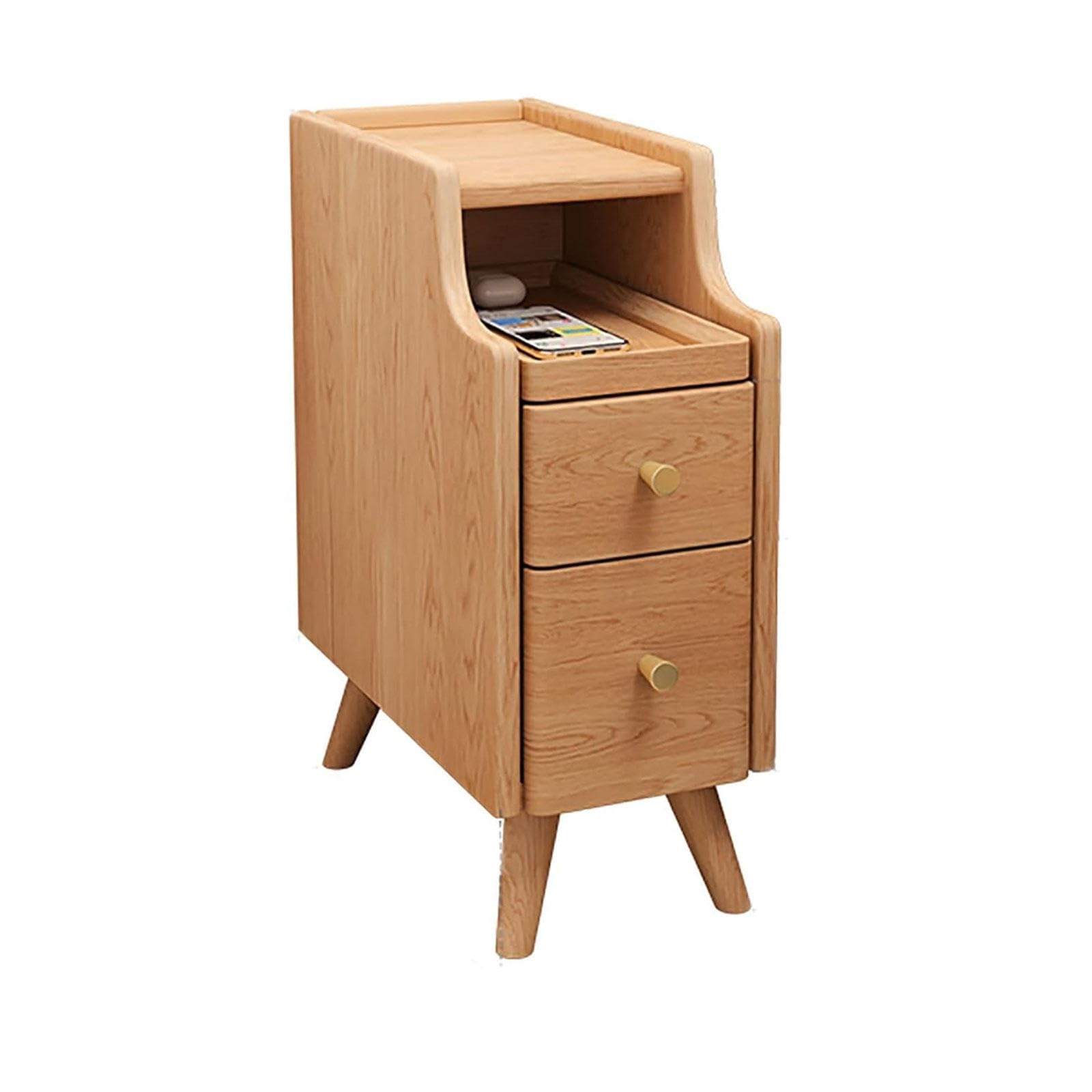 Table de chevet en bois massif avec tiroirs et étagère coulissante pour chambre