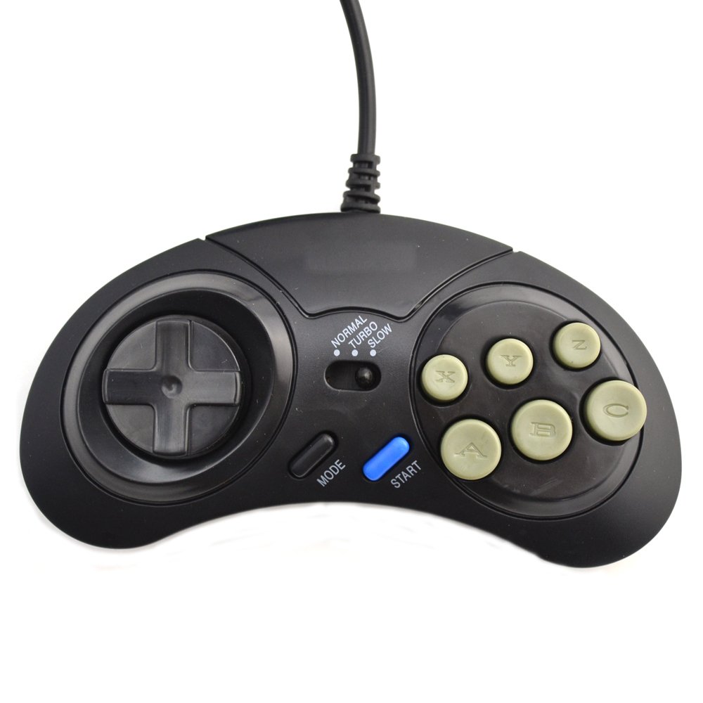 Manette de Jeu à 8 Boutons et Fonction Turbo/Slow, Compatible avec la Console SEGA Megadrive