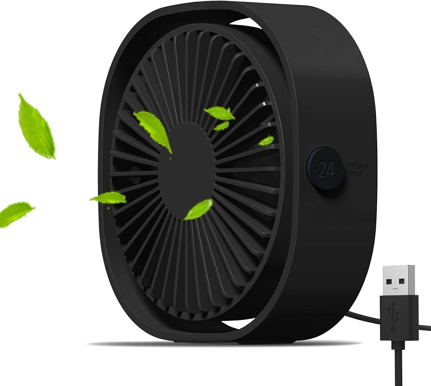 Simpeak Small USB Fan Small Quiet Portable USB Powered ONLY (No Battery), Cooling 3 Speed Setting 360° Adjustable Swivel Desktop Personal Fan for Home Office Bedroom Outdoor Travel Summer (Black)
