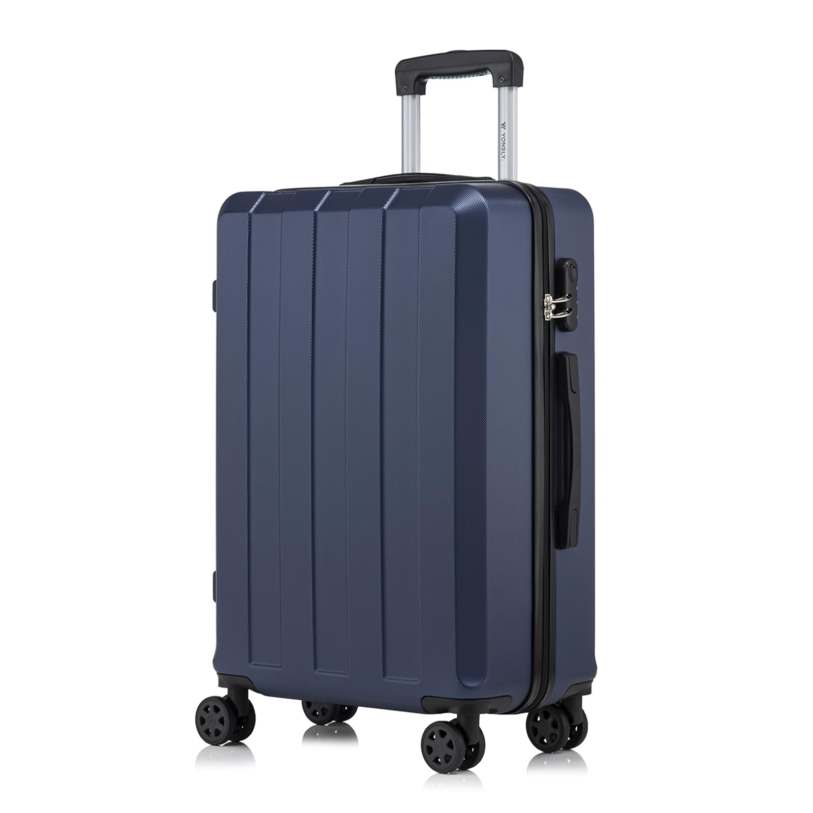 yonsly Koffer Suitcase, Trolley Reisekoffer, Rollkoffer Handgepäck mit 4 Rollen 360°, ABS Hartschalen, Sicherheitsschloss, Weicher Gummigriff, 210D-Futter