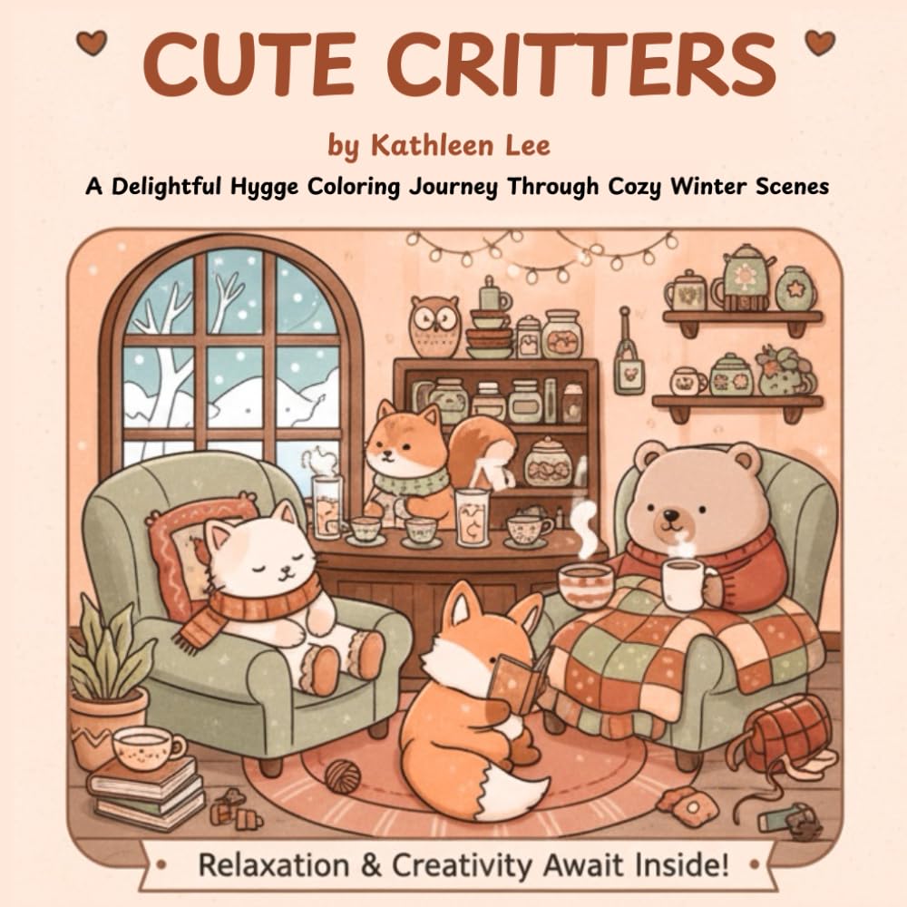 Cute Critters: A Delightful Hygge Coloring Journey Through Cozy Winter Scenes
