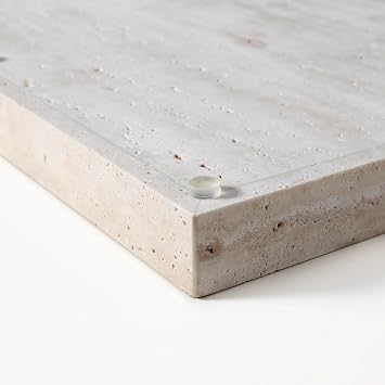 Natural Travertine Rectangular Decorative Tray 15x10 Stone Serving Tray | Non-slip bottom. Use on coffee bar, kitchen island, or vanity. Holds 2-3 cups. Each piece is unique.