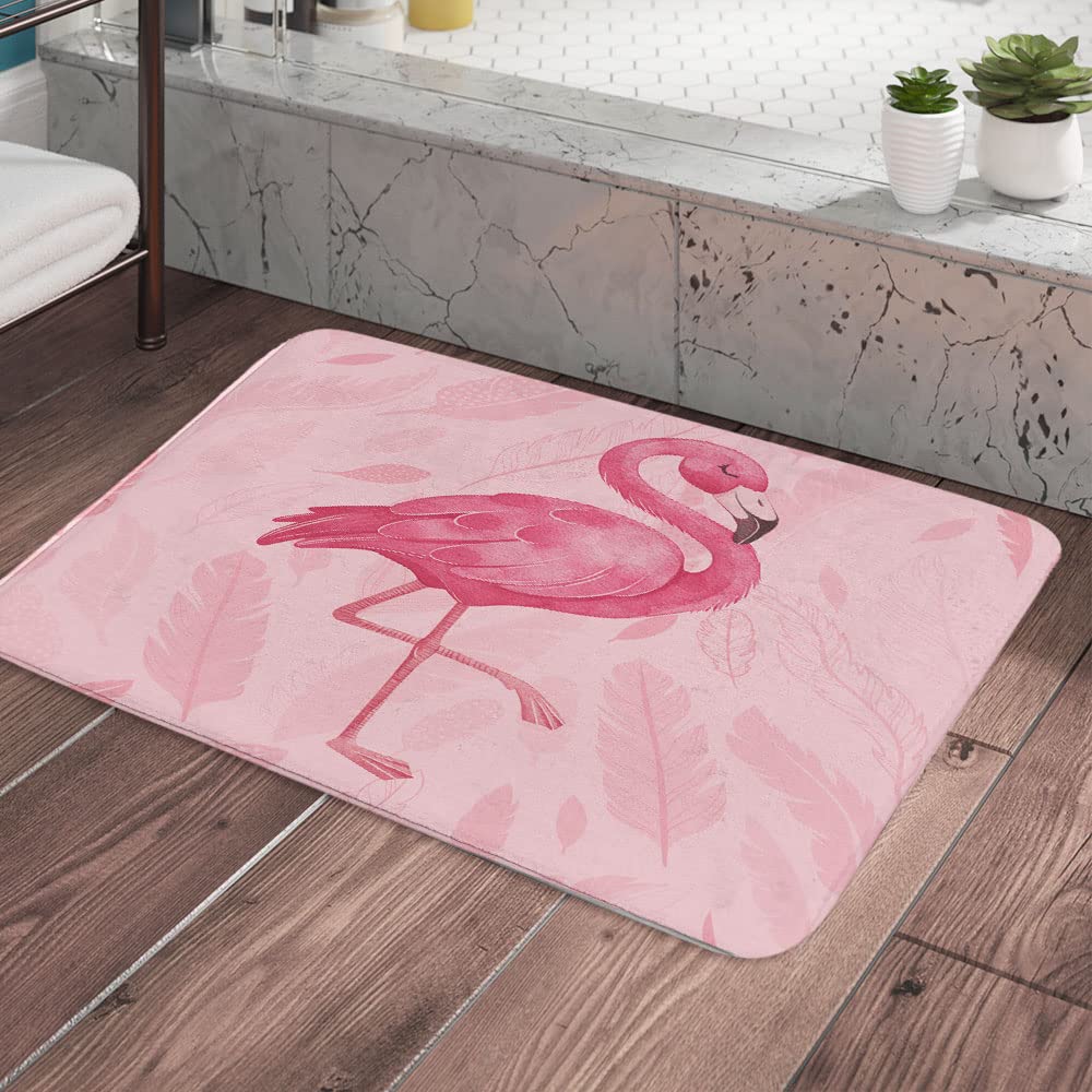 Amazon.com: MERCHR Pink Bathroom Rugs Cute Flamingo Modern Art