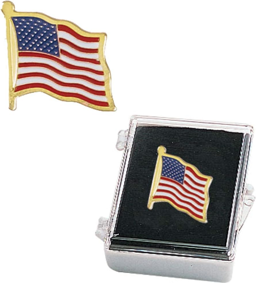 American Flag Colorful Lapel Pin - Pack of 25 Presentation Pins with Boxes