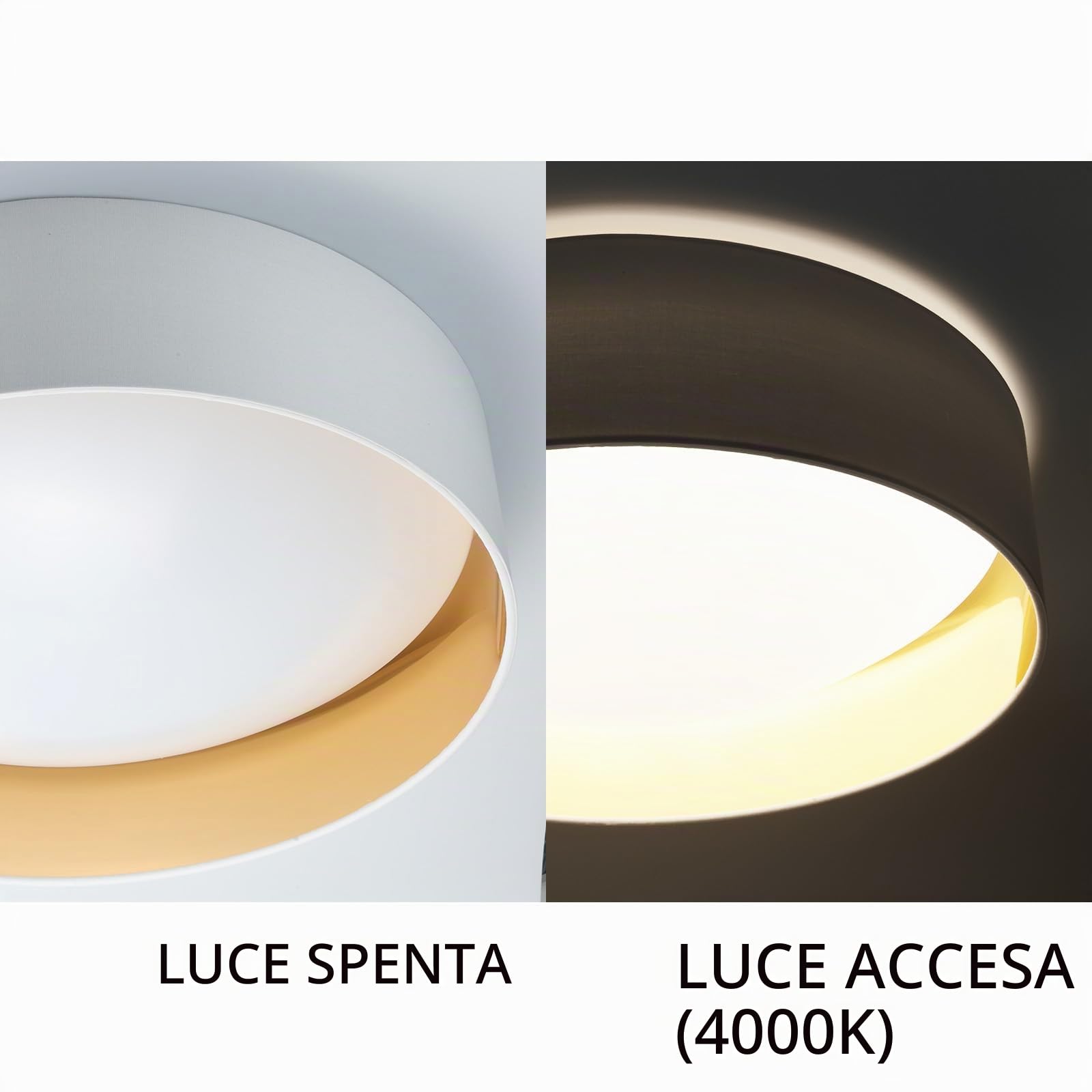 Alpinaluz Plafoniera LED da Soffitto Ø40 cm 30W Schermo Tessile Bianco con Interno Dorato Riflettente Luce Regolabile CCT 3000K/4000K/6000K Design Elegante per Soggiorno Camera