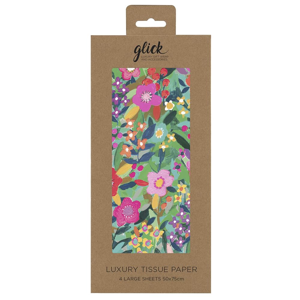 Ditzy Floral Bright Flowers PS Glick 4 Sheets Tissue Wrapping Paper 50 x 75 cm