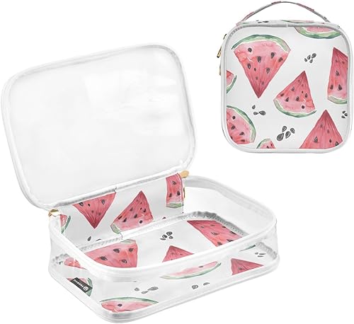 Miniatura 3 de ALAZA Bolsas de maquillaje transparentes, paquete de 2 bolsas de aseo de sandías rosas, bolsa de viaje impermeable, bolsa de cosméticos, organizador