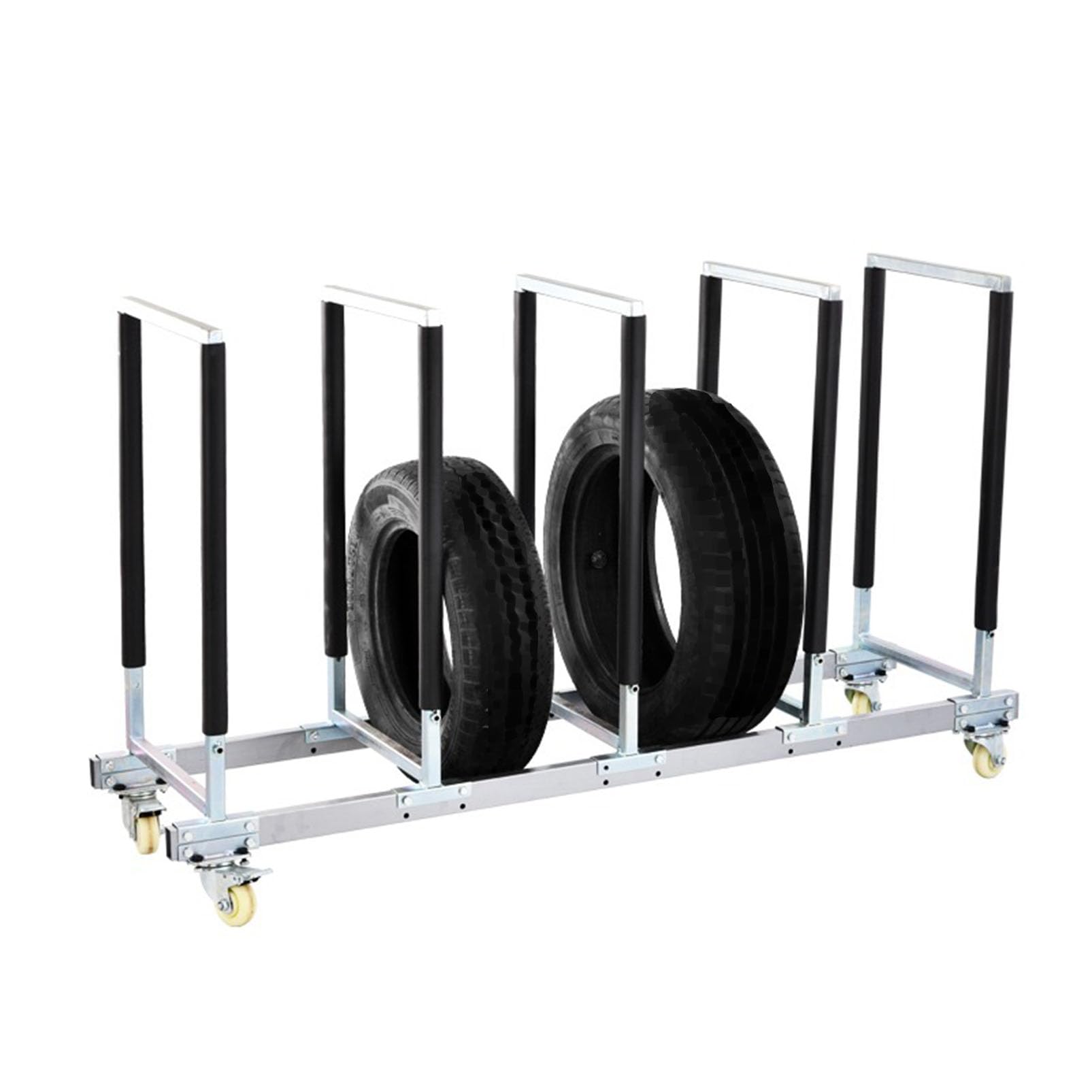 Estante de almacenamiento de neumáticos resistente, organizador rodante para neumáticos de coche, soporte de ruedas de metal, estante móvil de almacenamiento de neumáticos para taller y garaje