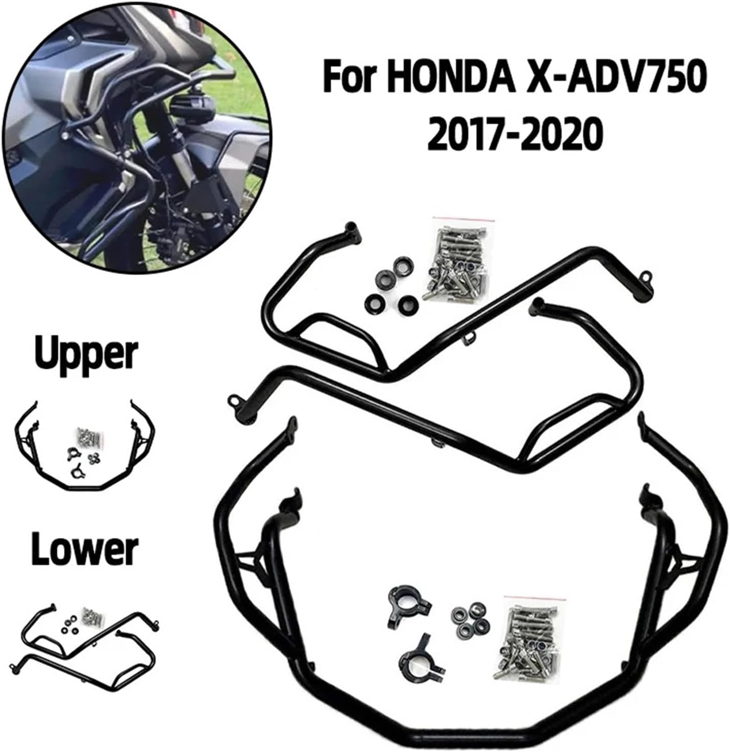 XADV750 Motorcycle Highway Guard Bumpers Crash Bars Stunt Cage Buffer Fuel Tank Protector for Honda X-ADV750 XADV 750 2017-2020(Upper Crash Bar Only)
