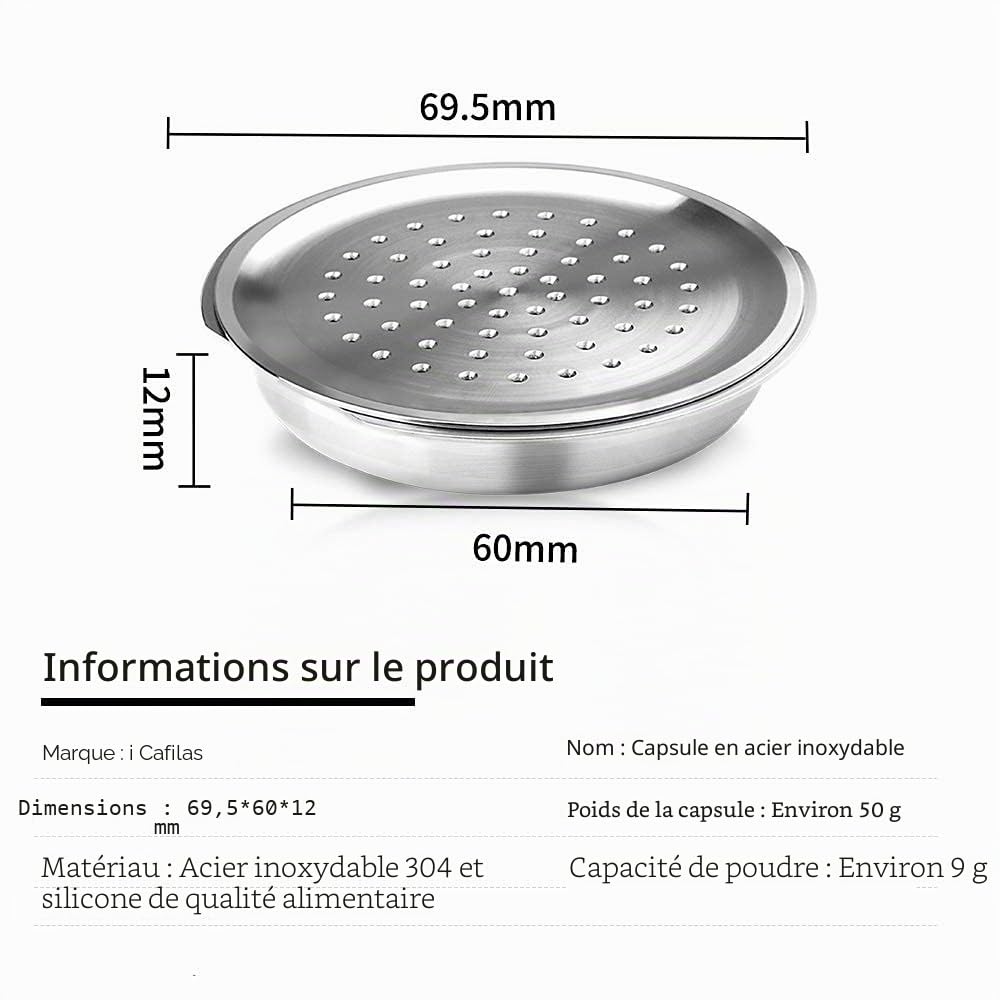 i Cafilas Lot de capsules de café rechargeables en acier inoxydable Compatibles avec Philips Sen seo Pour machines Philips Sen seo (2 capsules)