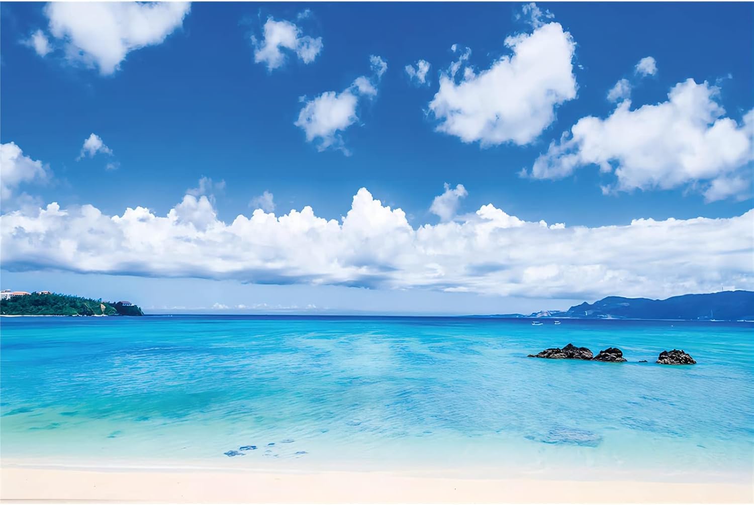 HOTIYOK Fake Windows Wall Sticker 3D Beach Seascape Clear