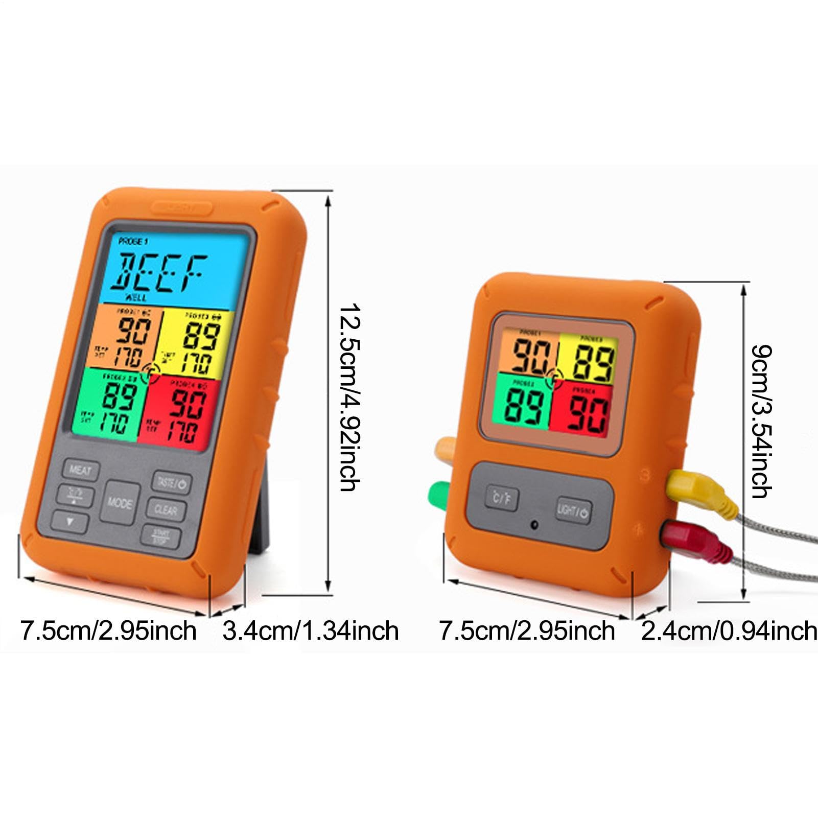 Digitales Fleischthermometer - Lebensmittelthermometer Mit 4 Sonden | Küchenthermometer Zum Kochen, Backen, Grillen, Süßigkeiten, Flüssigkeiten Und Heißluftfritteusen Für Eltern