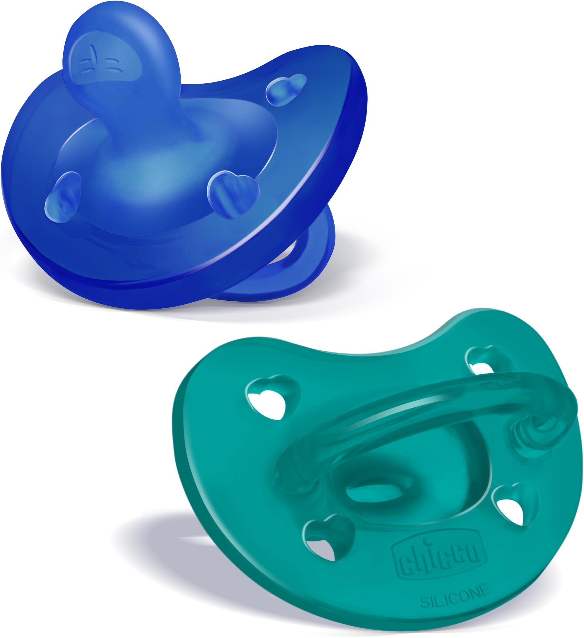 PhysioForma Orthodontic Pacifier for Babies 16-24 Months, 100% Soft Silicone, BPA Free & Breathing Support, 2-Pack with Sterilizing Case, Dark Blue Green