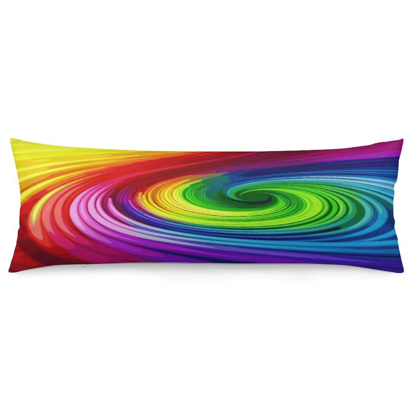 Rainbow Spiral Throw Pillow Covers with Silent Zipper Polyester Pillow Protectors Removable Pillow Cases Soft Pillowcase Cozy Pillow Sham Cushion Cover for Sofa Car Bed 20"x54"