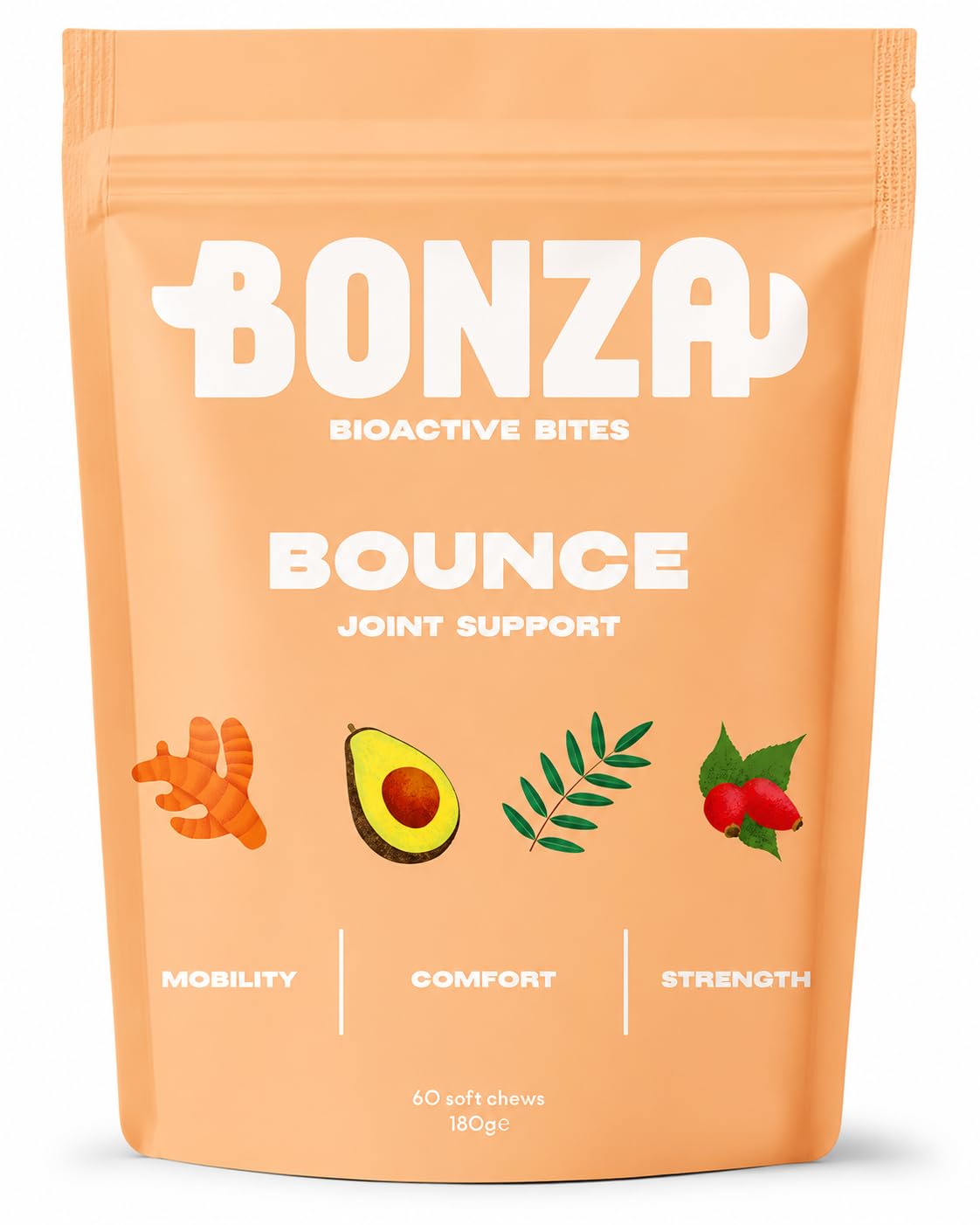 Bonza Bounce Advanced Joint Supplement for Dogs | 10 Bioactives | Glucosamine, GreenDroitin Chondroitin, KynoSil Silicium, DHAgold Omega-3 | Plant-Based | 60 Soft Chews