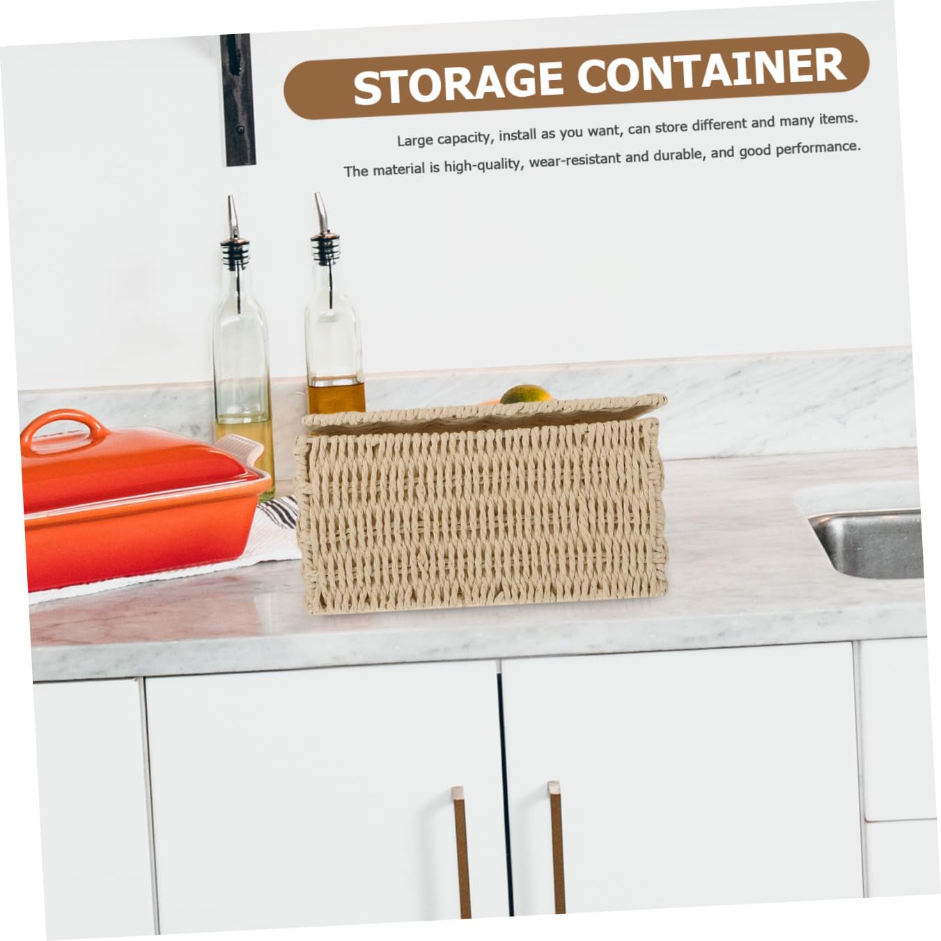 Sosoport Cesta de Almacenamiento Creativa Hogar Gran Capacidad Hecha de Cuerda de Papel y Hierro Diseño Simple Adecuada para Organizar Ropa, Juguetes y Material de Lectura