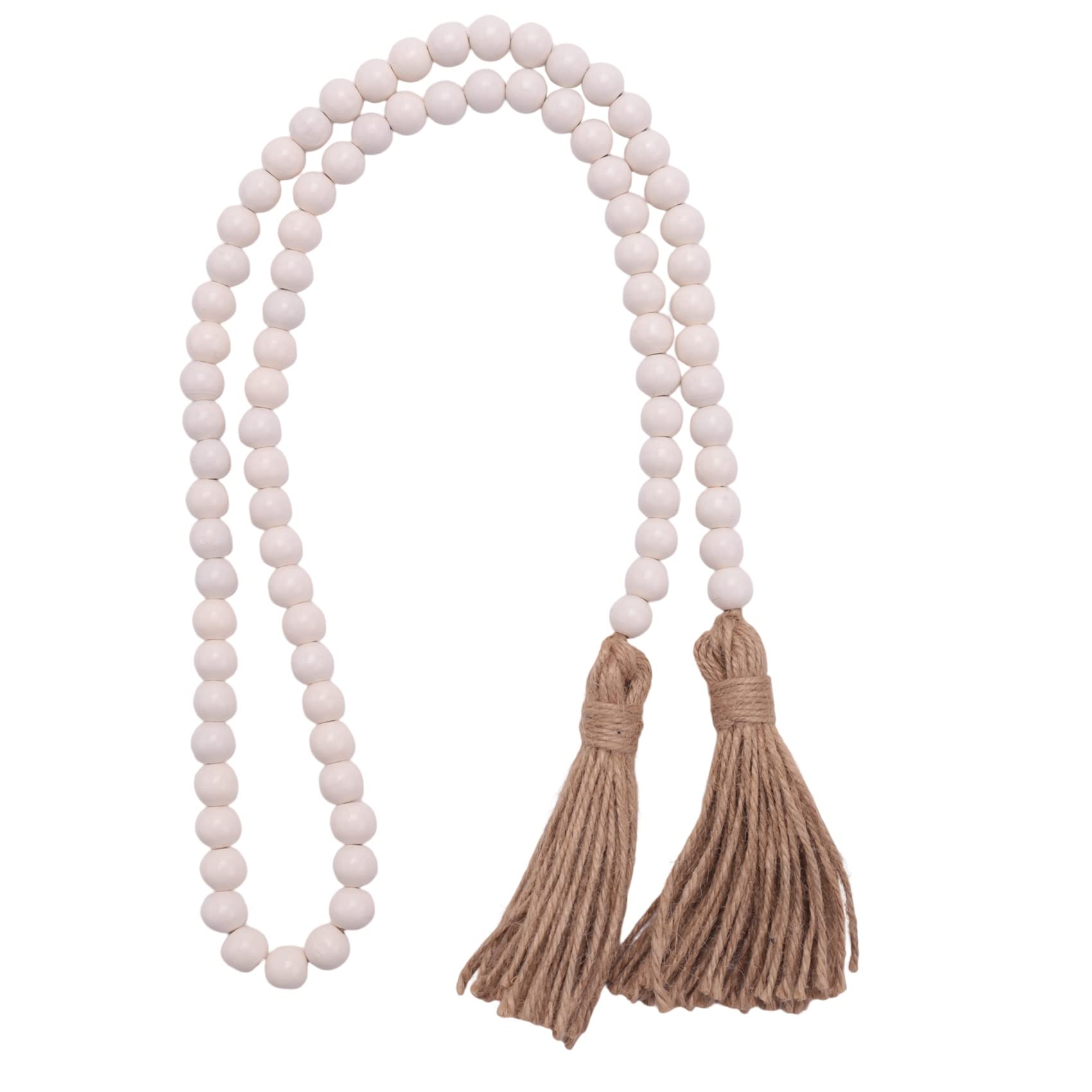 detee Wood Bead Garland with Tassels,Farmhouse Beads Rustic Country Decor Prayer Boho Beads Wall Hanging Decoration Wood Color