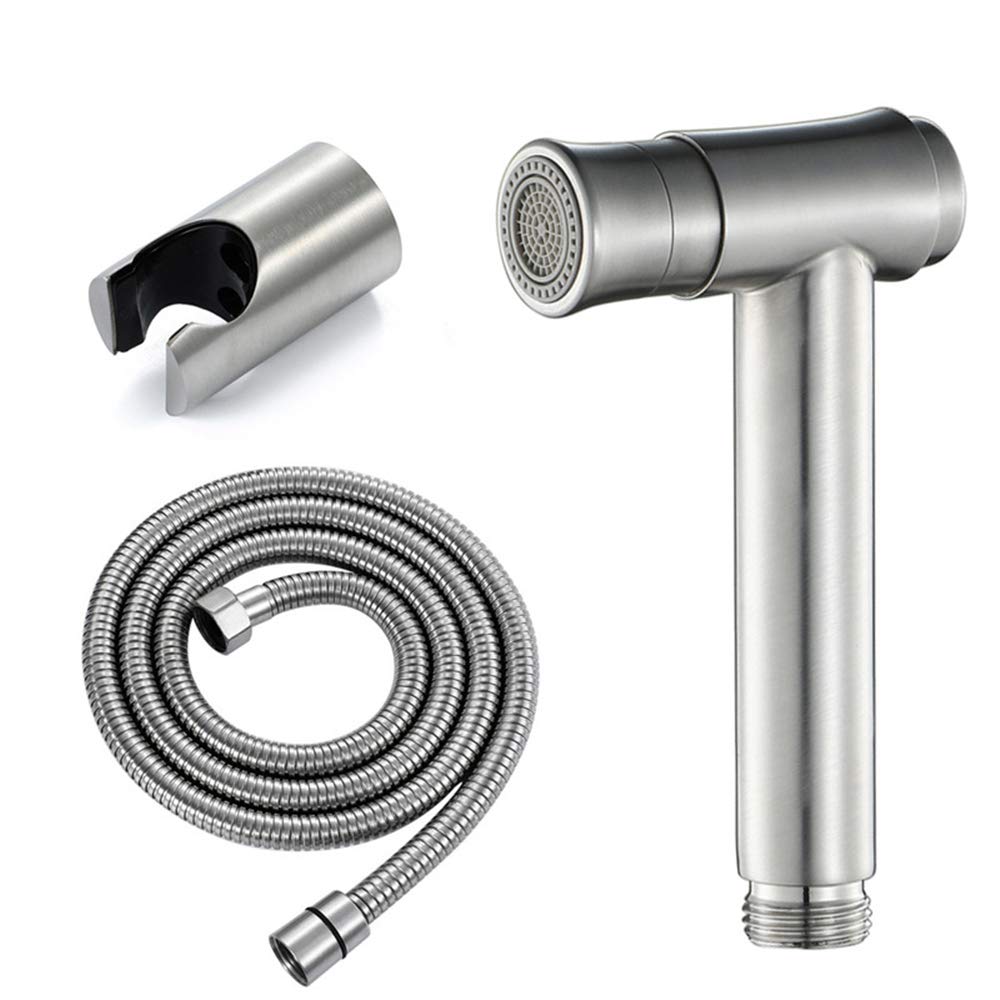 Set spruzzatore for Bidet Portatile, spruzzatore for Pannolini in Tessuto for Attacco WC, Bagno for Cani, Pulizia del Bagno e igiene Personale, Acciaio Inossidabile Spazzolato