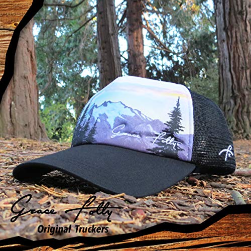 Grace Folly Foam Trucker Hat Snapback Mesh Baseball Cap For Men Or Women (Mountain Print) #TOP4