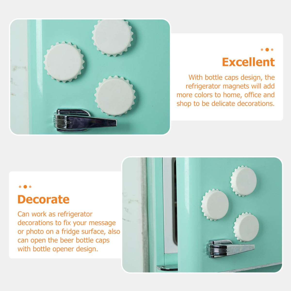 Apribottiglie Magnetico a Cappuccio, Set 8 Pezzi Bianco