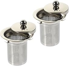 Filtro de café 2 peças inserção de filtro de chá para bule de aço inoxidável bule de substituição inserção de filtro de malha chá mais íngreme difusor de chá cesta de chá com tampa se encaixa bules ch