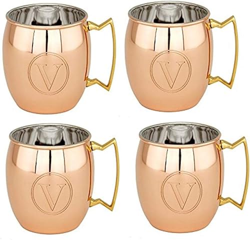 Miniatura 19 de Old Dutch - Taza de cobre macizo con monograma, de 16 onzas, L