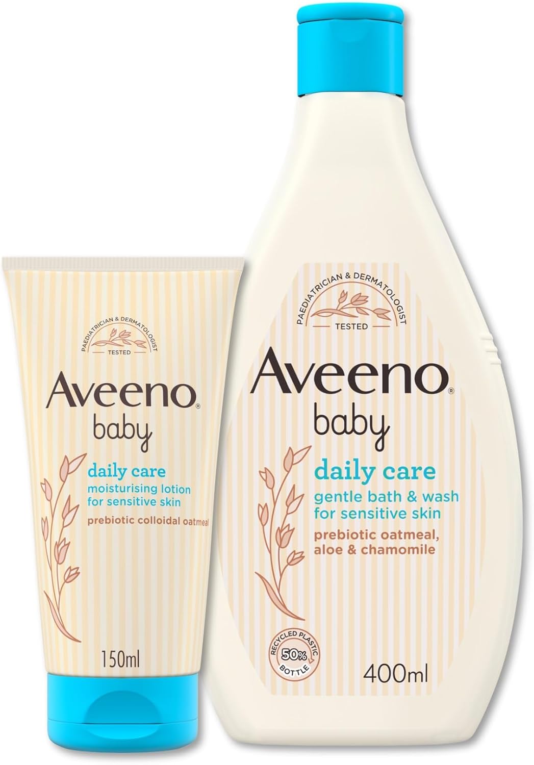 Aveeno Baby Daily Care Moisturising Lotion (150ml) + Gentle Bath and Wash (400ml) Baby Set, Moisturising Baby Lotion and Baby Wash for Newborns and Infants and Dry, Sensitive Skin Prone to Eczema Aveeno Baby Daily Care Moisturising Lotion (150ml) + Gentle Bath and Wash (400ml) Baby Set, Moisturising Baby Lotion and Baby Wash for Newborns and Infants and Dry, Sensitive Skin Prone to Eczema
