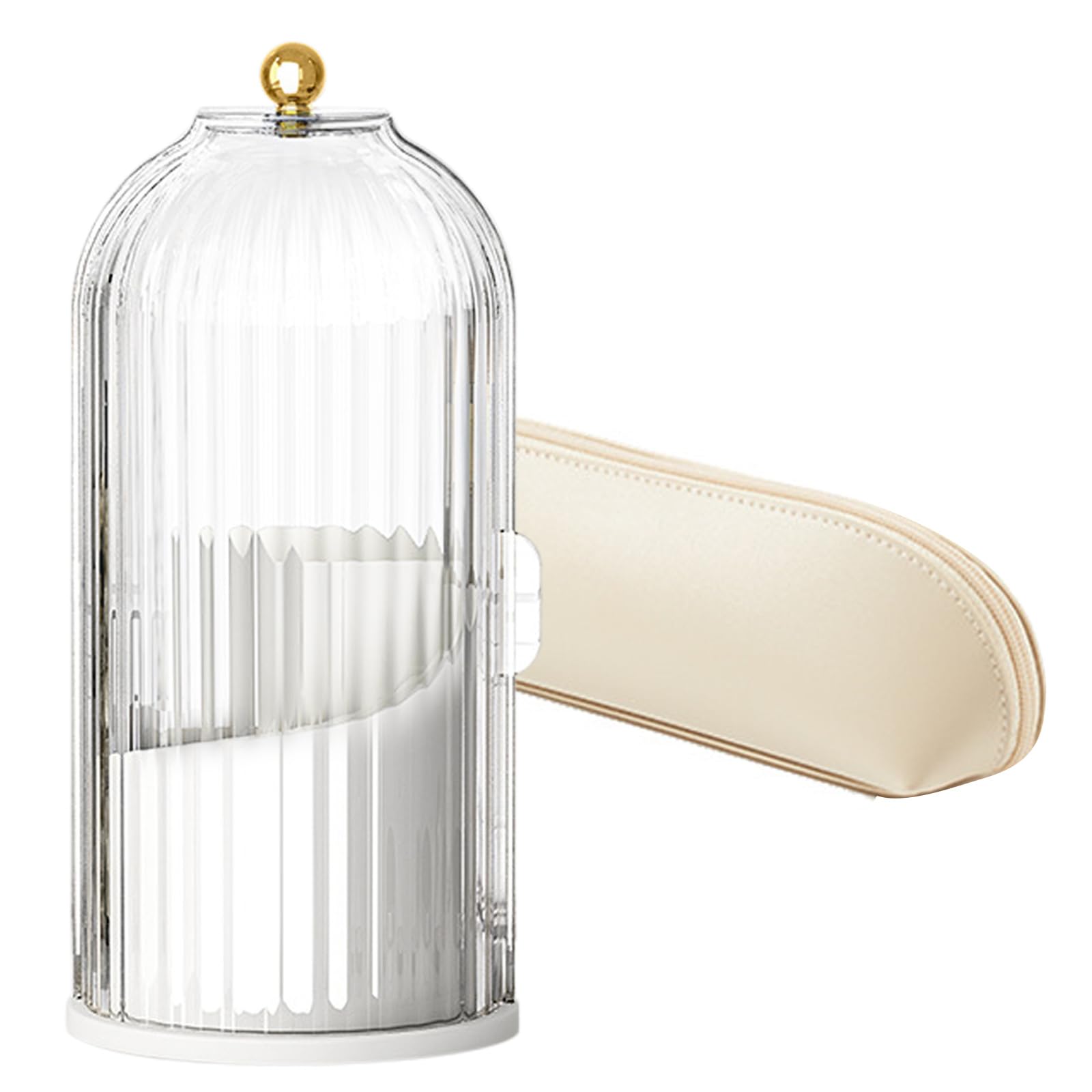 TuToing Organizador Brochas Maquillaje, 360° Giratorio Organizador De Maquillaje, con Bolsa para Guardar Maquillaje, Resistente al Agua y al Polvo para Brochas, Cosméticos, Tocador (A)