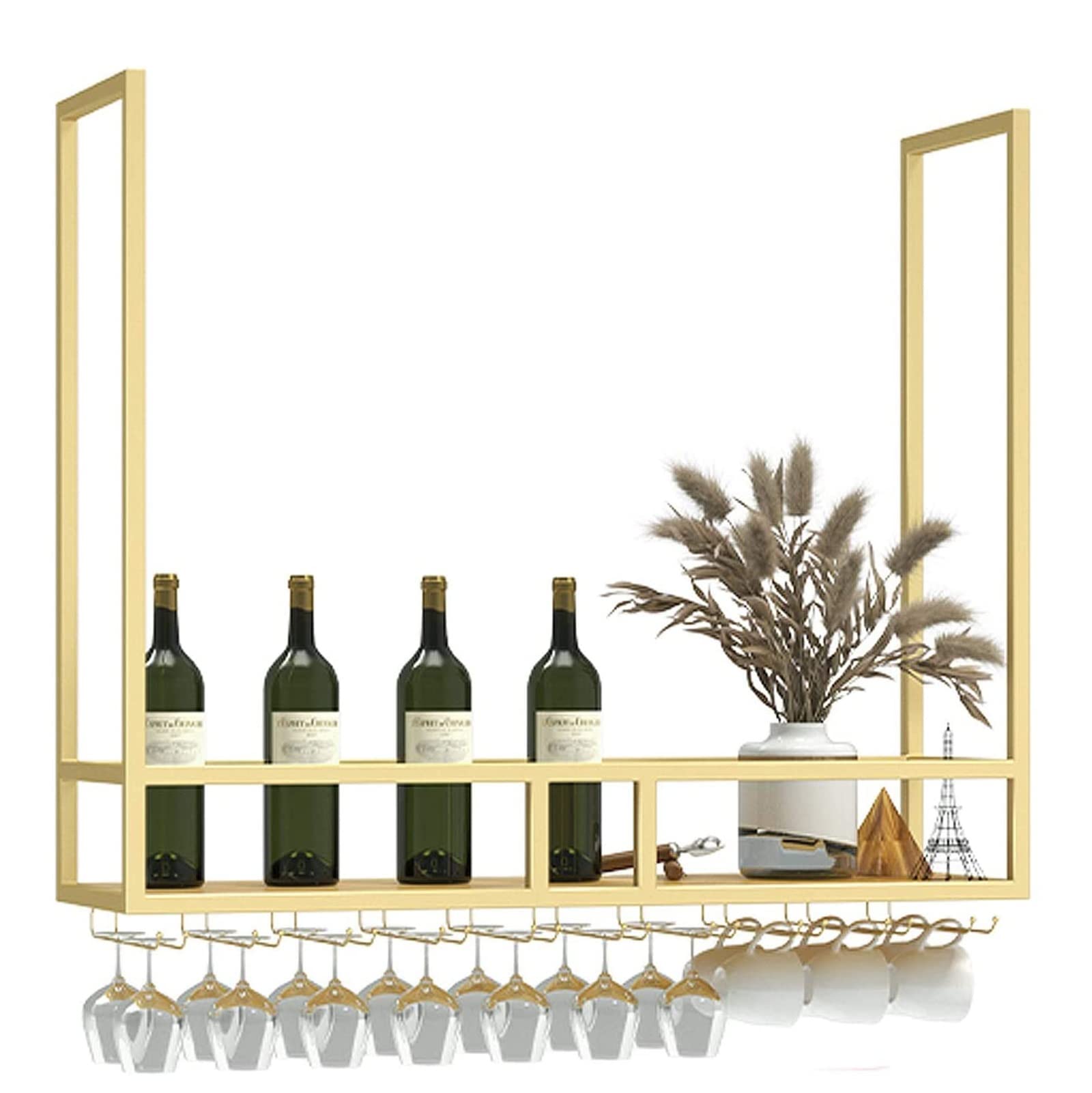 Support de stockage cuisine étagère suspendue bois métal