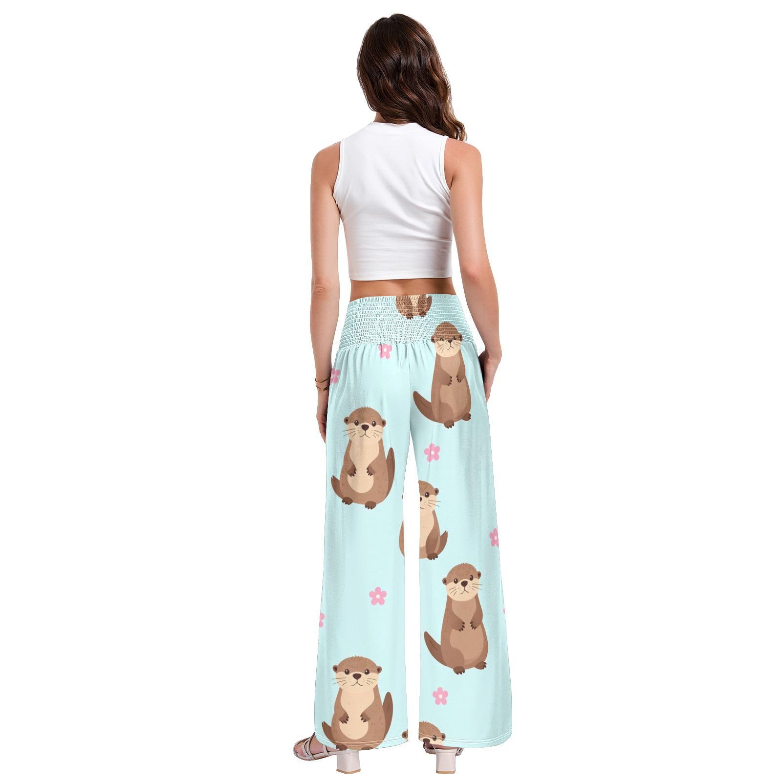 Otter Stream - Pantalones palazzos para mujer, ligeros, elásticos, casuales, ropa de descanso