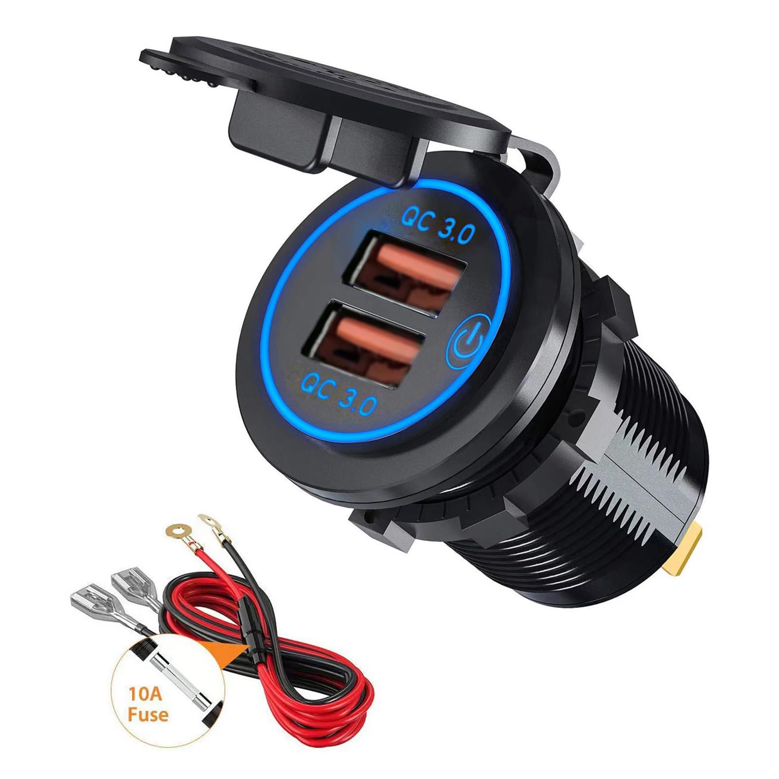 Quick Charge 3.0 USB A Car Charger Socket Car Accessories Adapter Multi-Port Car USB Charger Plug Compatible with iPhone All Series, Android,Samsung