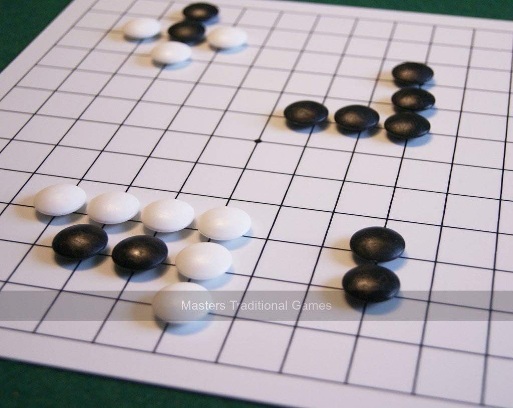 Masters Traditional Games Entry-Level Go Set - Reversible Plastic Board 13x13 / 9x9 - Plastic Stones - Beginner Set - Wei Qui/Baduk