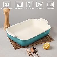 Vista 2 de Sweejar Plato de cerámica para hornear, cazuela para horno, bandeja rectangular para lasaña profunda de 9 x 13 pulgadas, utensilios para hornear