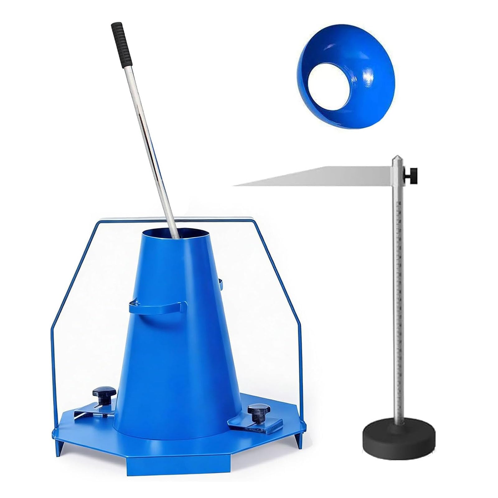 oiakus Concrete Slump Cone Test Kit, 4pcs Industrial Heavy-Duty Steel Slump Cone Testing Equipment with Tamping Rod, Ruler & Base Plate, for Standard Concrete Workability Consistency Testing